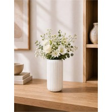 Yumuk Shop Terra Linea Mat Görünümlü Seramik Vazo Iskandinav Modern Bohem Dekoratif Şık Vazo 19X11 cm