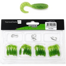 Naniwaosakashi Spider 2.5cm Orak Kuyruk 20 Silikon + 10 Iğne Lrf Yem Seti Green Glitter