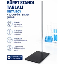 Labolist Büret Standı Tablalı Orta Boy + 60 cm Büret Standı Çubuğu