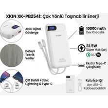 digimanya 10000 Mah 22.5 W Hızlı Şarj Powerbank Type-C ve Lighting Dahili Kablolar Taşınabilir Powerbank