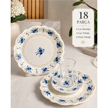 Yumuk Shop 18 Parça Blue Garden Lüks Pasta Çay Saati Seti