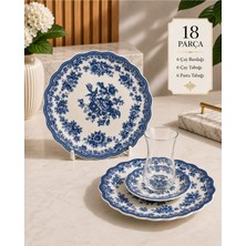 Yumuk Shop 18 Parça Lüks Vintage Renkli Çay Pasta Takımı