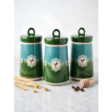 Yumuk Shop 3 Lü Lüks Bird Green Soho Vakumlu Kavanoz Seti