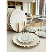 Yumuk Shop 18 Parça Modern Fold Gold Detaylı Pasta Çay Saati Seti