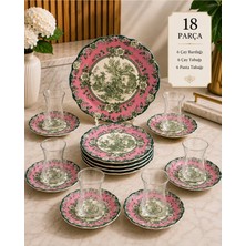 Yumuk Shop 18 Parça Velora Pink Vintage Lüks Pasta Çay Saati Seti