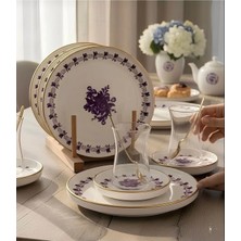 Yumuk Shop 18 Parça Lüks Vintage Renkli Çay Pasta Takımı