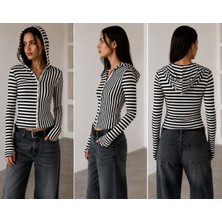 Trends For Less Assymetric Striped Cardigan