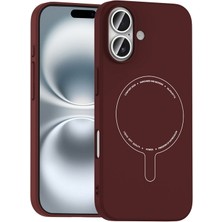 Lexroo Apple iPhone 16 Kılıf M-Safe Şarj Özellikli Kamera Korumalı Lexroo Elio Sert Pc Kapak - Bordo