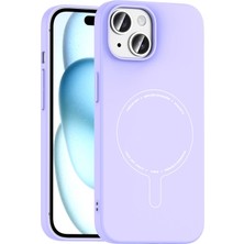 Lexroo Apple iPhone 15 Kılıf M-Safe Şarj Özellikli Kamera Korumalı Lexroo Elio Sert Pc Kapak - Lila