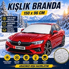 Baffhome Oto Ön Cam Brandası Kar Buz Güneş ve Don Koruyucu, Araç Cam Kar Buz Örtüsü Ön Cam Güneşliği