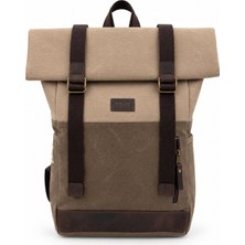 Old Cotton Cargo Jayden Bag Mumlu Kanvas Roll Top Sırt Çantası – Vintage Su Itici Outdoor Kamp Seyahat Okul Laptop Günlük Çanta
