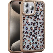 Lexroo Apple iPhone 15 Pro Max Kılıf Taşlı ve Simli Tasarım Lexroo Azra Kapak - Gold