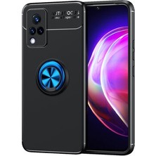 Lexroo Vivo V21 Kılıf Lexroo Ravel Silikon Kapak - Siyah-Kırmızı