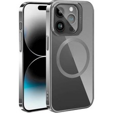 Lexroo Apple iPhone 15 Pro Kılıf M-Safe Şarj Özellikli Standlı Lexroo Klon Kapak - Gümüş