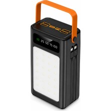 Bagajon PW-125 50.000 Mah Solar Powerbank Güneş Enerjili Dahili Kablolu LED Fenerli Type-C USB Taşınabilir Şarj Cihazı