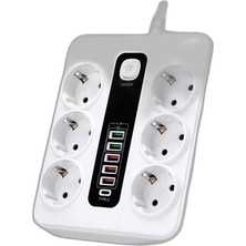 Zamerya HP-H04 3000W 10AMPER 6’lı 2metre Uzatma Kablolu Çoklu Termal Akım Priz