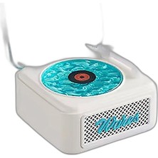 Zamerya Nostalji Mini Plak Görünümlü Radyolu Bluetooth Hoparlör 3D Ses Dalgası Retro Müzik Plak Beyaz