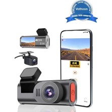 Zamerya 4K Wifi Çift Kameralı Araç Kamerası Gece Görüşlü G-Sensörlü Dash Cam 170 Derece