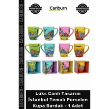 Carlburn #bardak Şık Hediyelik Dekoratif Dayanıklı Lüks Canlı Istanbul Temalı Porselen Kupa Bardak - 1 Adet