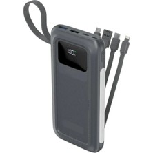 Bagajon PW-128 10.000 Mah Powerbank 22.5W 3A Pd Qc Süper Hızlı Şarj 4 Dahili Kablolu LCD Göstergeli Işıldaklı