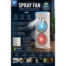 Zamerya Çift Başlıklı Sprey Fan Nemlendirici ve Renkli LED Işıklı Beyaz