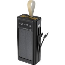 Bagajon Pw-90 30.000 Mah Solar Powerbank 22.5W Hızlı Şarj Type-C Lightning Micro USB Dahili Kablolu LCD Göstergeli LED Fenerli