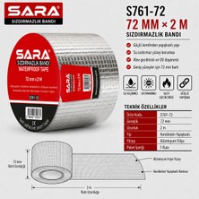 Sara S761-72 Sızdırmazlık Bandı – 72 mm x 2 M, Alüminyum Folyo Yüzeyli, Kendinden Yapışkanlı