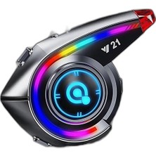 Zamerya Y21 Rgb Işık Efektli Intercom Bluetooth Motosiklet Kask Kulaklığı Intercom Kulaklık