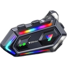 Zamerya Y20 Max Motosiklet Bluetooth 5.3 Kask Intercom 2 Kişi 300 Metre Eşleşme Özellikli