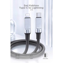 Başkenttekno U15 Type-C To Lightnıng  27W Hızlı Şarj Kablosu – Dayanıklı Kablo Gri