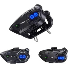 Zamerya Y5X Rgb Işıklı Intercom 5 Kişi Bağlantılı 1000MAH Motosiklet Bluetooth Kulaklık Seti
