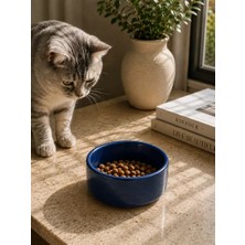 Sh Kase Model Beton Kedi Köpek Mama ve Su Kabı (15CM Çap × 5cm) - Lacivert Sh Najmaddin