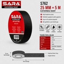 Sara S762 Kaydırmaz Bant – 25 mm x 5 M, Siyah, Kendinden Yapışkanlı