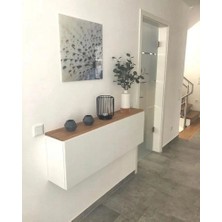 Şafak Mobilya Ahşap Detaylı Beyaz Modern Dresuar, Konsol