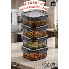 Muf Home 4'lü Kare Saklama Kabı Seti Siyah Şeffaf (4X800 Ml) - Kilitli Sızdırmaz Kapaklı Hava Almaz , Bpa Içermez Erzak ve Buzdolabı Düzenleyici