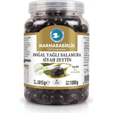 Marmarabirlik Premium Doğal Yağlı Salamura Siyah Zeytin 1000 G Xl-L (201-260 Adet/kg) Cam Pet
