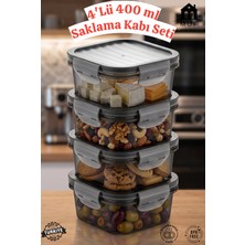 Muf Home 4'lü Kare Saklama Kabı Seti Siyah Şeffaf (4X400 Ml) - Kilitli Sızdırmaz Kapaklı Hava Almaz , Bpa Içermez Erzak ve Buzdolabı Düzenleyici