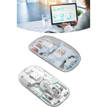 Akıllı Bayi Sessiz Tıklama Çift Modlu Bluetooth ve Alıcı Şeffaf Mouse Fare