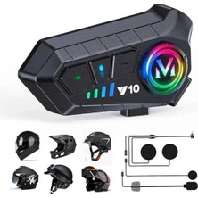 Blic Y10 Motosiklet Kask Intercom – Bluetooth 5.3, Ipx6 Su Geçirmez, Rgb Işıklı, 1000 Mah, Çift Telefon Destekli