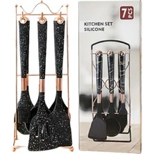 Akıllı Bayi 7 Parça Stantlı Siyah Silikon Mutfak Seti