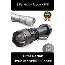 Svein 3 Fonksiyonlu Q5 LED Ultra Parlak Uzun Menzilli Pilli Yüksek Işık Gücüyle Acil Durum Kamp El Feneri