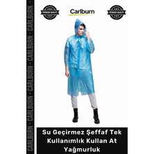 Carlburn Su Geçirmez Şeffaf Kapüşonlu Standart Beden Pratik Ekonomik Tek Kullanımlık Kullan At Yağmurluk