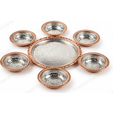 Zinnunbakır Bakır Kordonlu Tepsi (25 Cm), Bakır 6'lı Kordonlu Kahvaltılık Çerezlik Meze Tabağı (12 Cm)