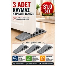 Open City 3 Adet Gri Silikon Kapı Altı Stoperi Kaydırmaz Kapı Durdurucu 12 cm Kapı Sabitleyici