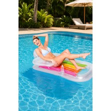 intex King Kool Lounge Şişme Su Şezlongu - Lux Koltuklu Deniz Yatağı - Delux Lounge Bardaklı Deniz Yatağı - Şişme Cool Havuz Şezlongu - Deniz Şezlongu 160X85 Cm.