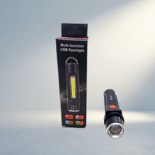 TKÇ USB Şarjlı Metal Kasa El Feneri Pratik ve Dayanıklı Kullanım Için