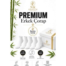 Nevzat Şahin Küçüktilki EST 1987 Erkek Bambu Çorap 5 Çift Paket Beyaz Premium Nefes Alan Esnek Bilek Günlük Konforlu Çorap