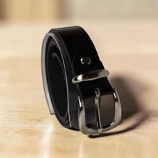 Siyah Deri Erkek Spor Günlük Kullanıma Uygun Kemer 3.5 cm (Lunas Glow)