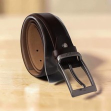Kahverengi Deri Erkek Klasik Günlük Kullanıma Uygun Kemer 3.5 cm (Lunas Glow)