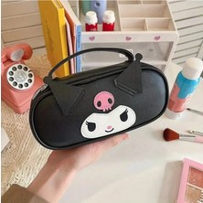 Fillikutum Sanrio Kuromi Pu Deri Büyük Kapasiteli Taşınabilir Kalem Kutusu Kalemlik 22×6×11 cm - Siyah